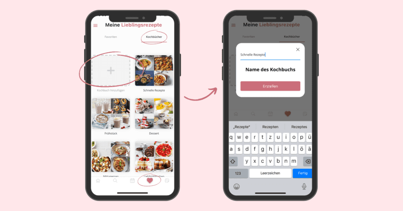 Grafiken wie in der ZauberTopf App Kochbücher erstellt werden können