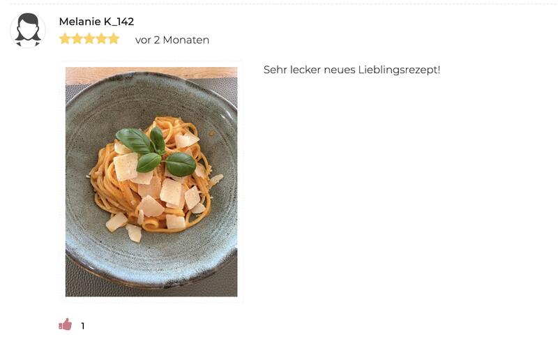 Spaghetti Tomate-Mozzarella mit Bewertung einer Leserin