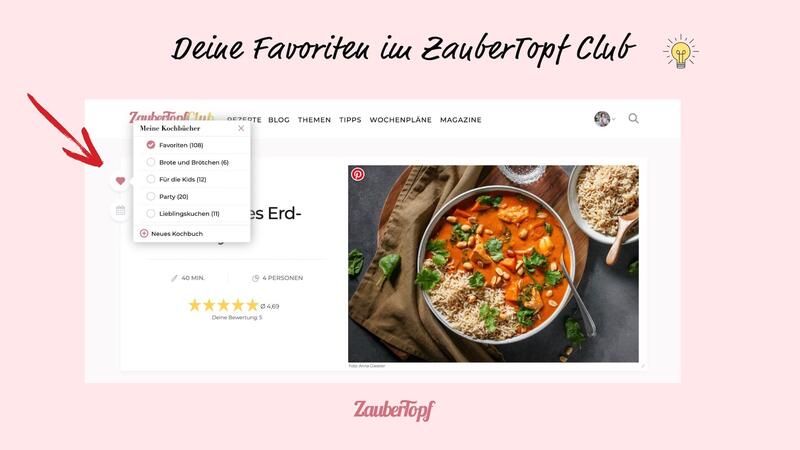 Rezept im ZauberTopf Club. Grafik, wie es als Favorit markiert werden kann