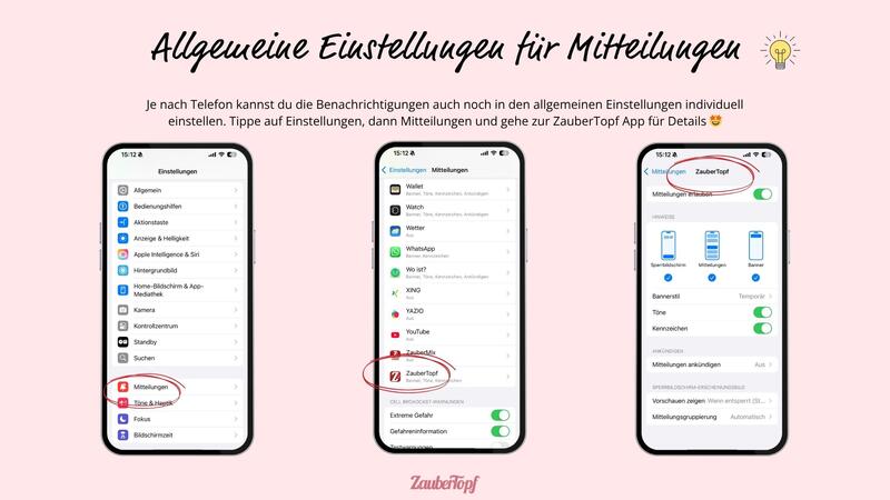 Push-Nachrichten einstellen Screenshots