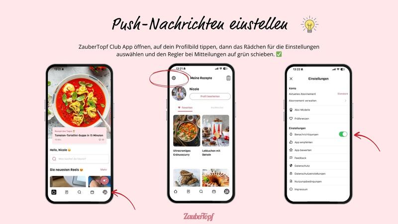 Push Nachrichten einstellen Schritt für Schritt Grafik