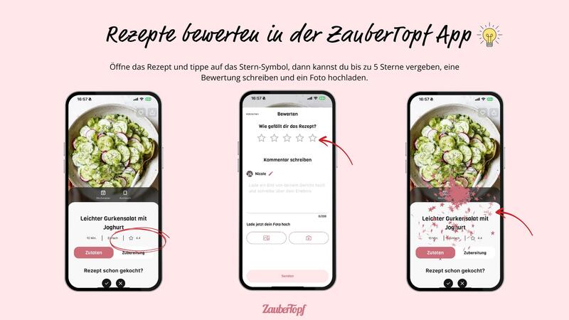 Screenshots Rezepte bewerten ZauberTopf App