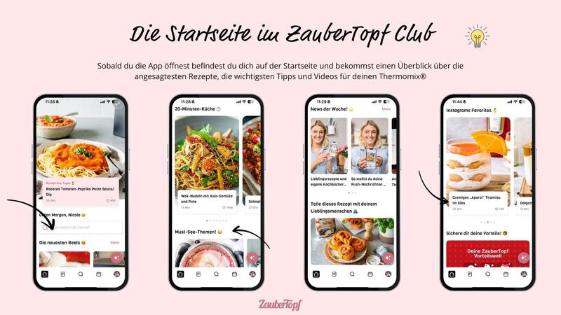 Screenshots der ZauberTopf App