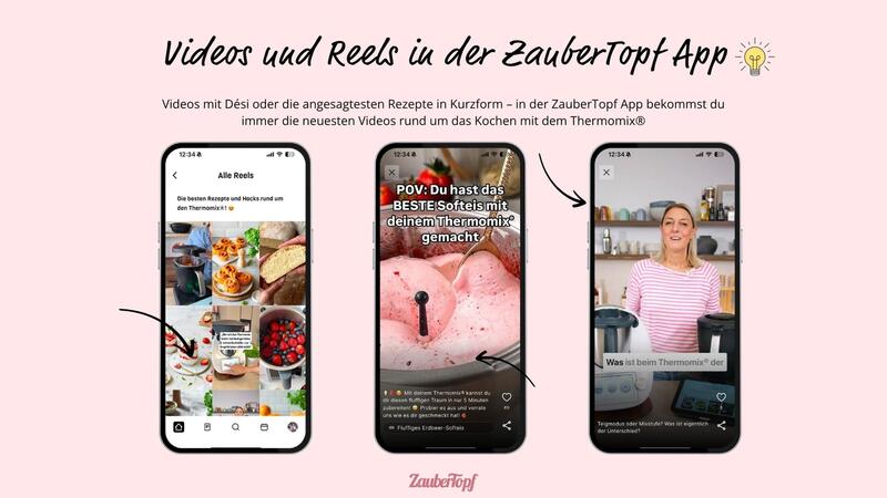 Videos und Reels – Screenshots ZauberTopf App