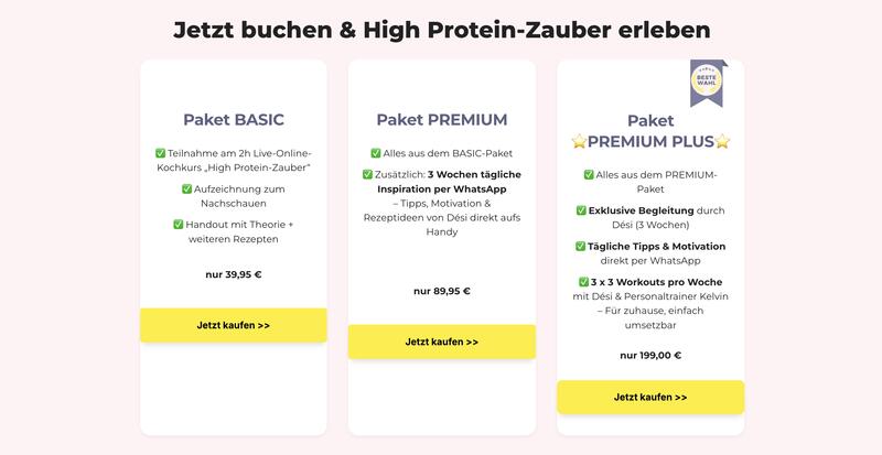High Protein Zauber Preise und Pakete