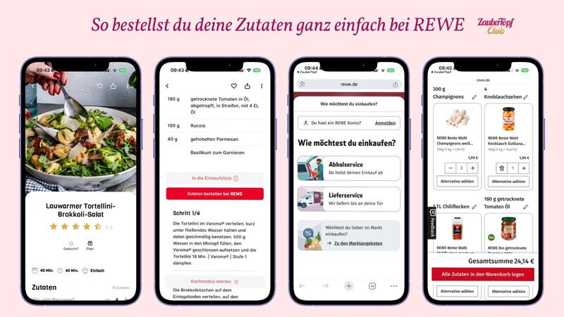 Zutaten bei REWE bestellen – Screenshots