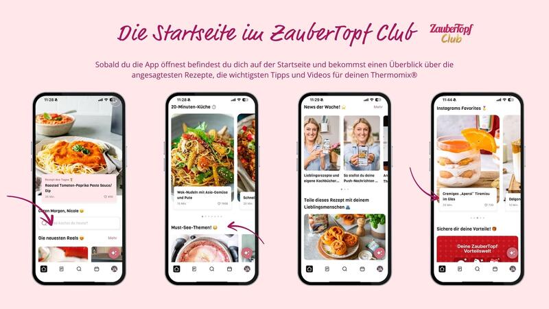 Screenshots der ZauberTopf App