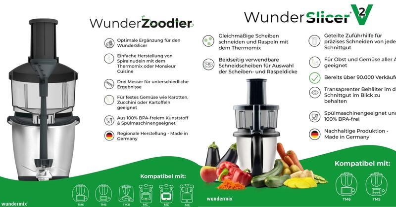 WunderSlicer® und WunderZoodler® Daten im Überblick