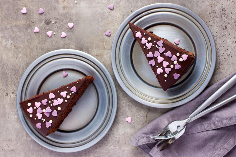 Schokoladenkuchen mit Herzchen