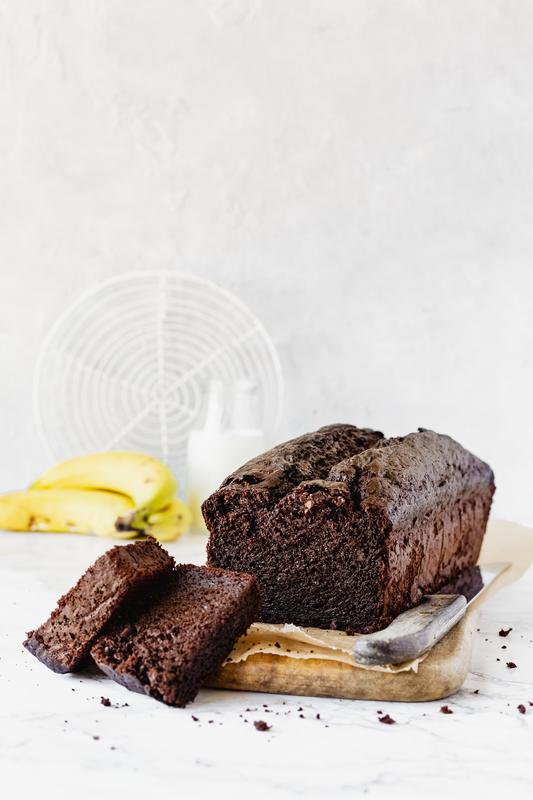 Schokoladenkuchen mit Bananen
