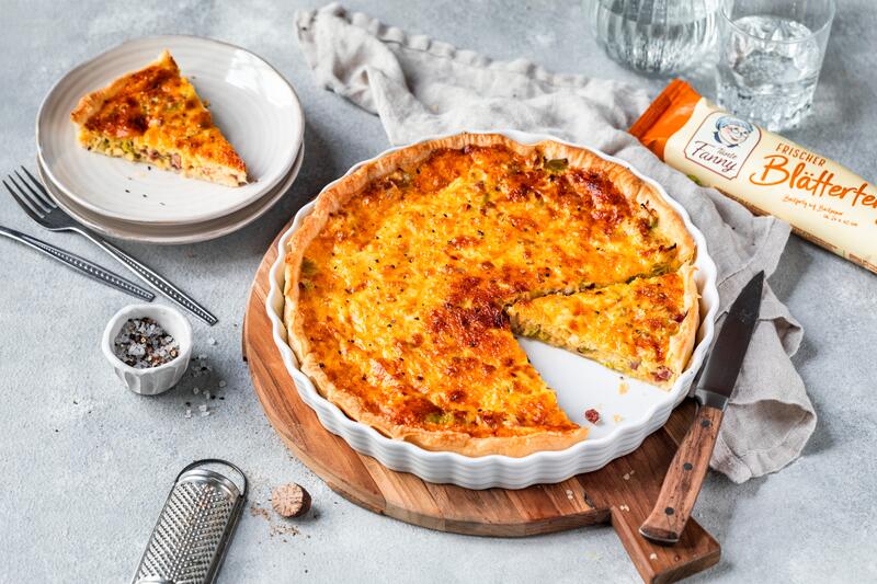 Quiche Lorraine mit Blätterteig mit angelegtem Frischteig von Tante Fanny