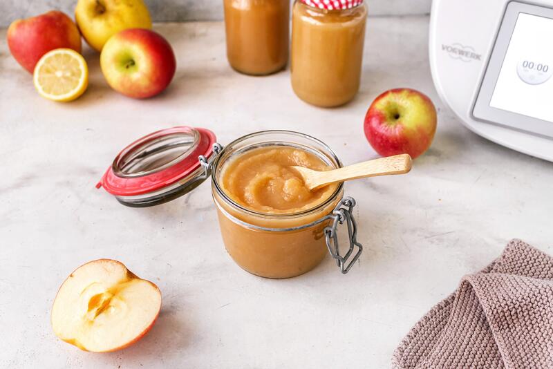Äpfel, Thermomix, Glas, Löffel, Apfelmus