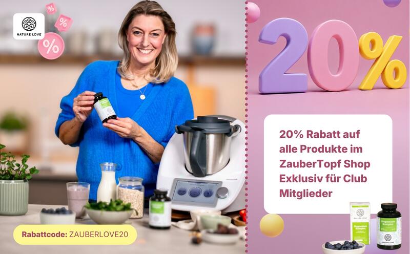 Blonde Frau in einer Küche mit einem Magnesium-Präparat