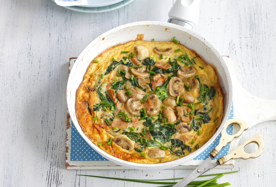Pilz-Spinat-Schinken-Frittata