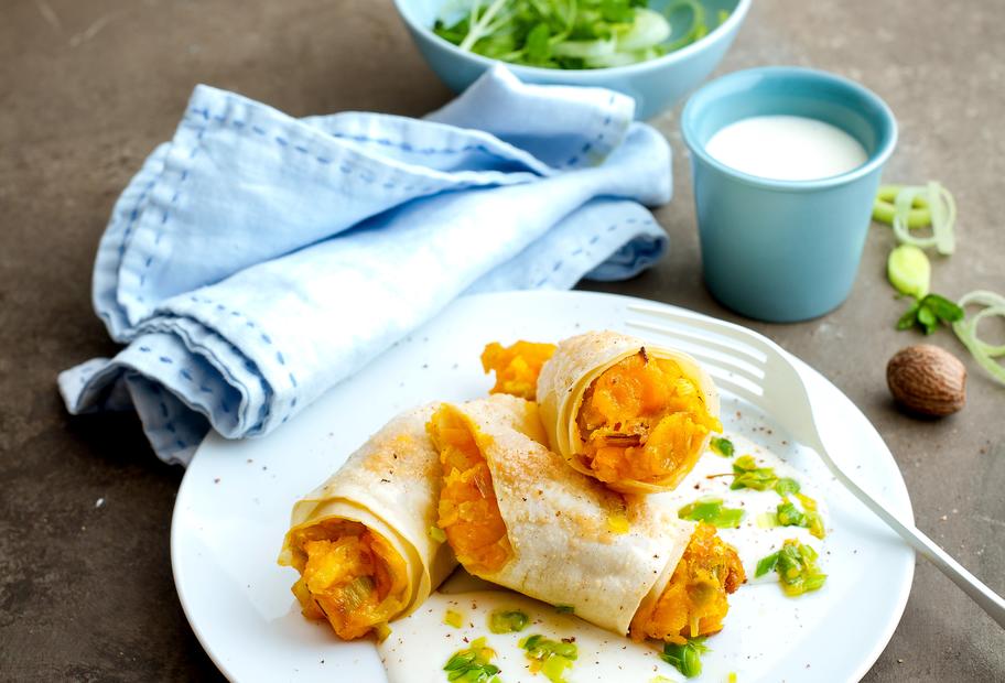 Cannelloni mit Kürbis und Frühlingszwiebeln