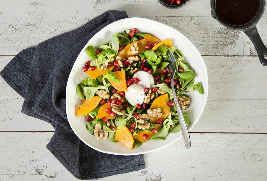 Feldsalat mit gedünstetem Kürbis