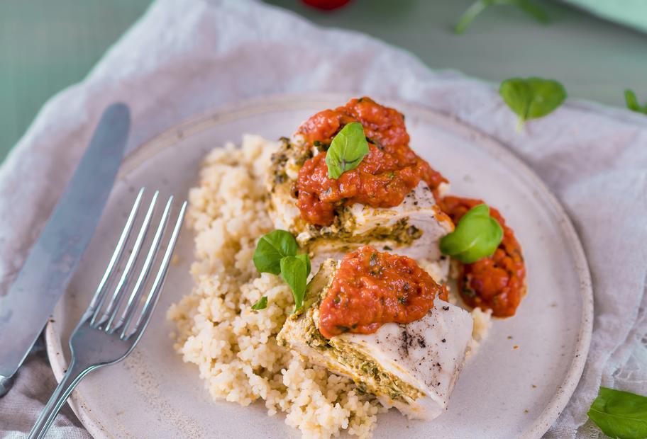 Gefüllte Hähnchenbrust mit Bulgur