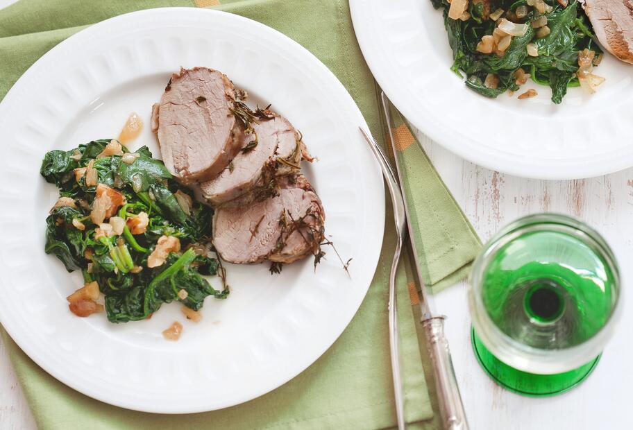 Kräuter-Schweinefilet mit Spinat