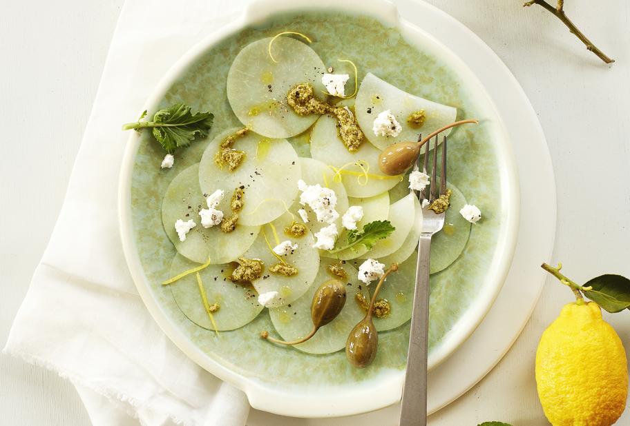 Lauwarmes Kohlrabicarpaccio