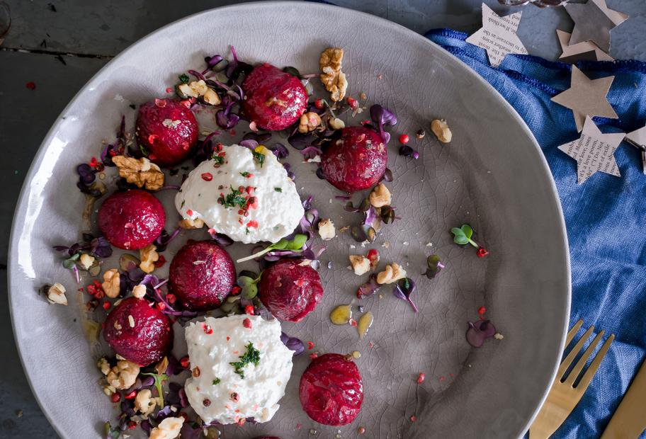 Rote-Bete-Salat mit Forellenmousse