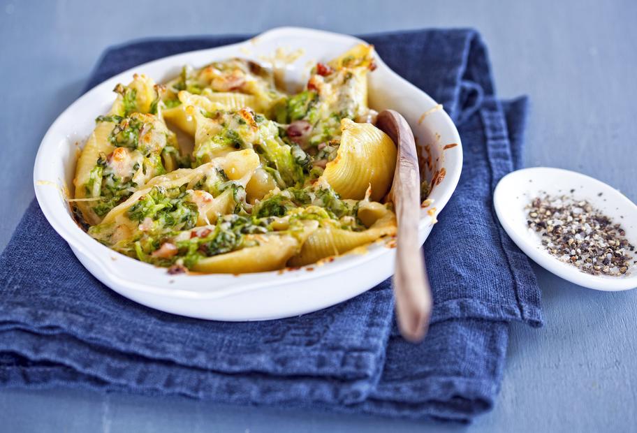 Muschelnudeln mit Wirsing-Speck-Rahm für den Thermomix®
