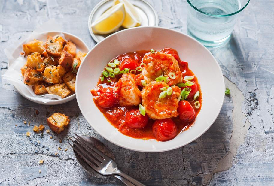 PERFEKT gegarte Garnelen in Tomatensud