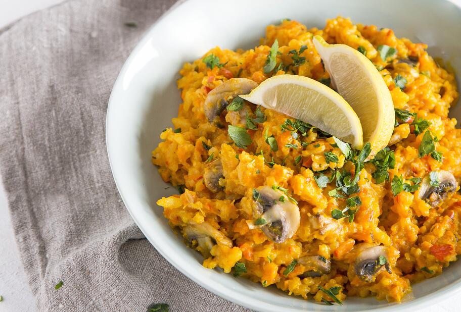 Kürbisrisotto mit Champignons