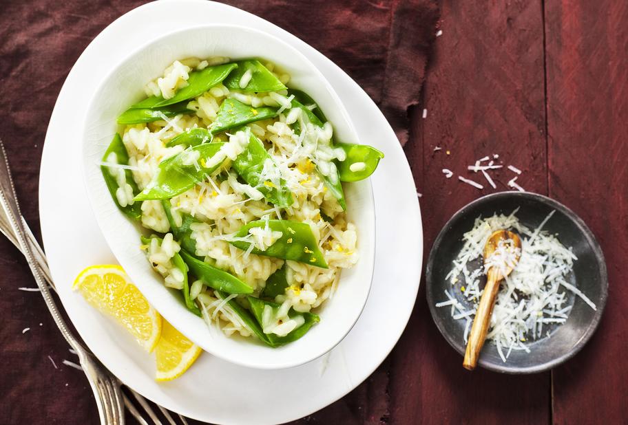 Zuckerschoten-Zitronen-Risotto