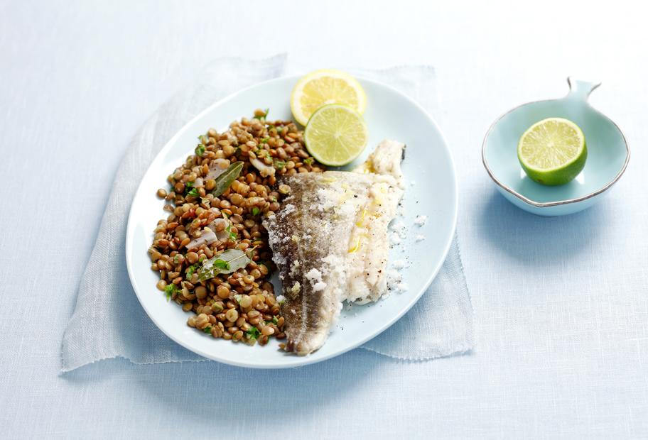 Kabeljau mit Linsensalat