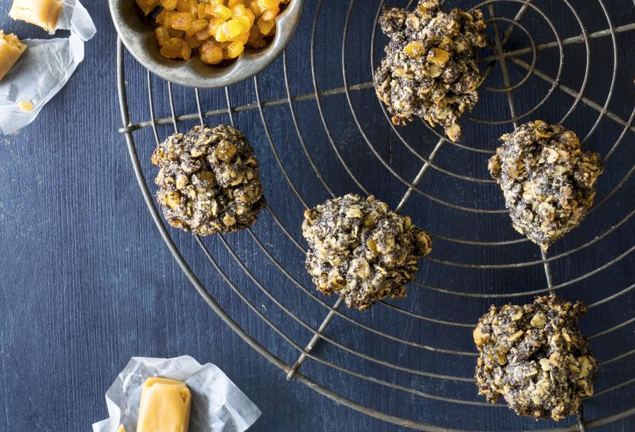 Haferflockenkekse mit Mohn und Orange