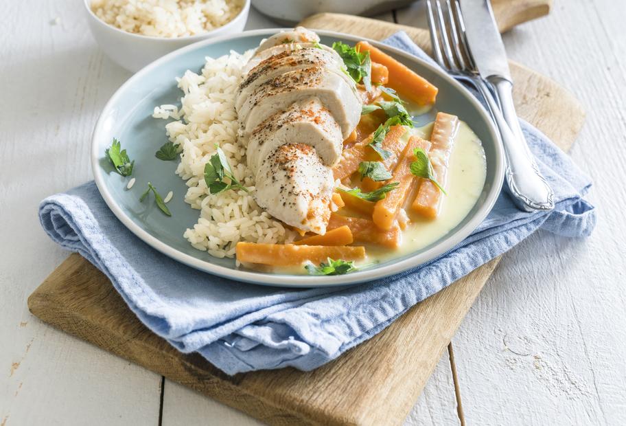 Hähnchen mit Blumenkohl-Karotten-Gemüse