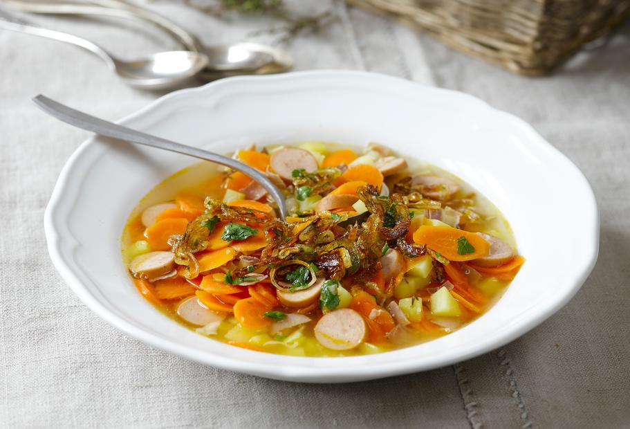 Möhreneintopf mit gerösteten Zwiebeln