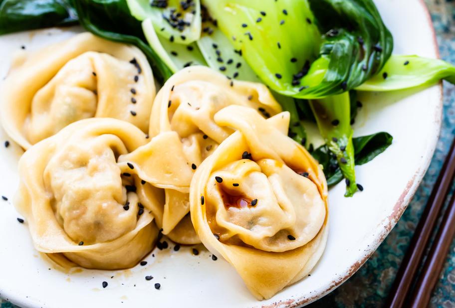 Vegetarische Wan Tans mit Ingwer