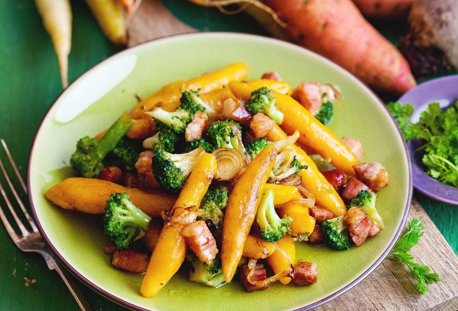 Süßkartoffelschupfnudeln mit Speck