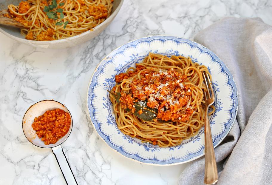 Spaghetti Bolognese mit Soja-Hack für den Thermomix®