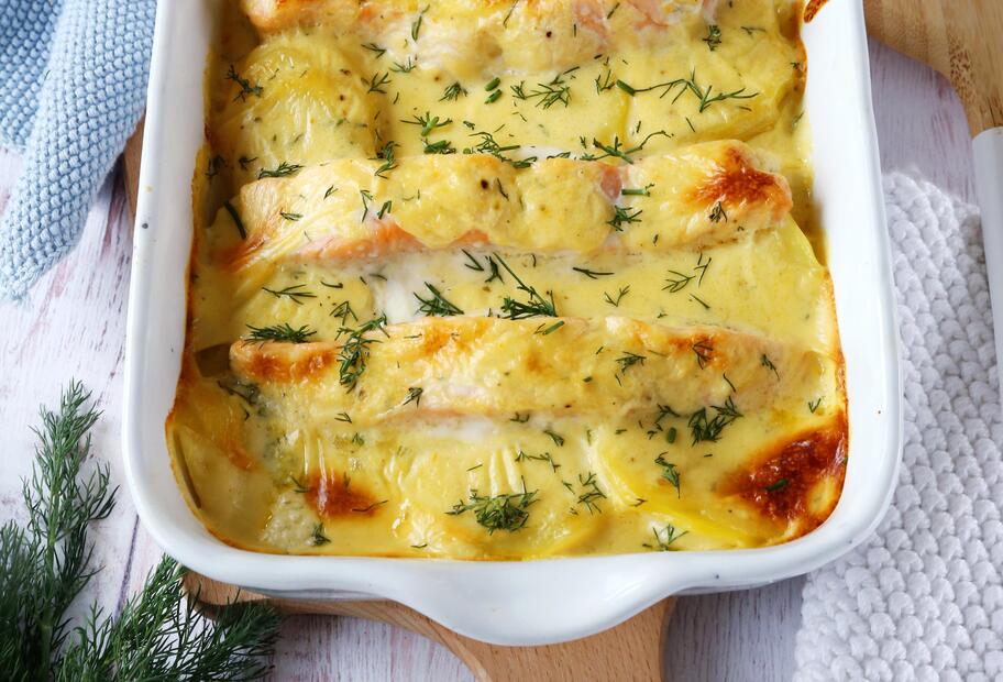 Lachs-Sahne-Gratin
