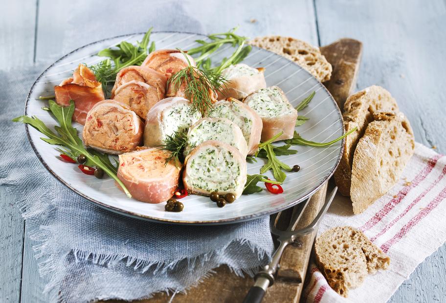 Frischkäse-Schinken-Röllchen