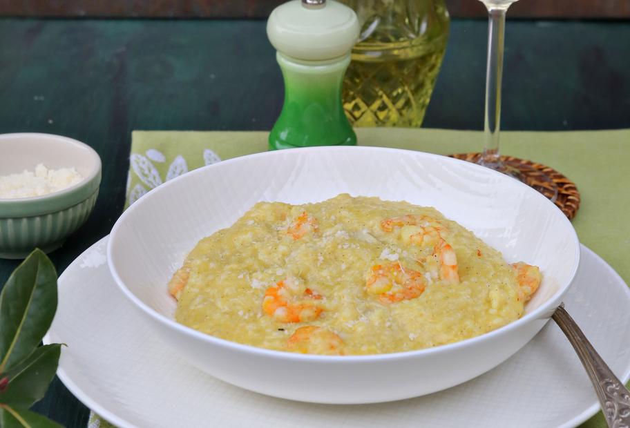 Spargelrisotto mit Garnelen