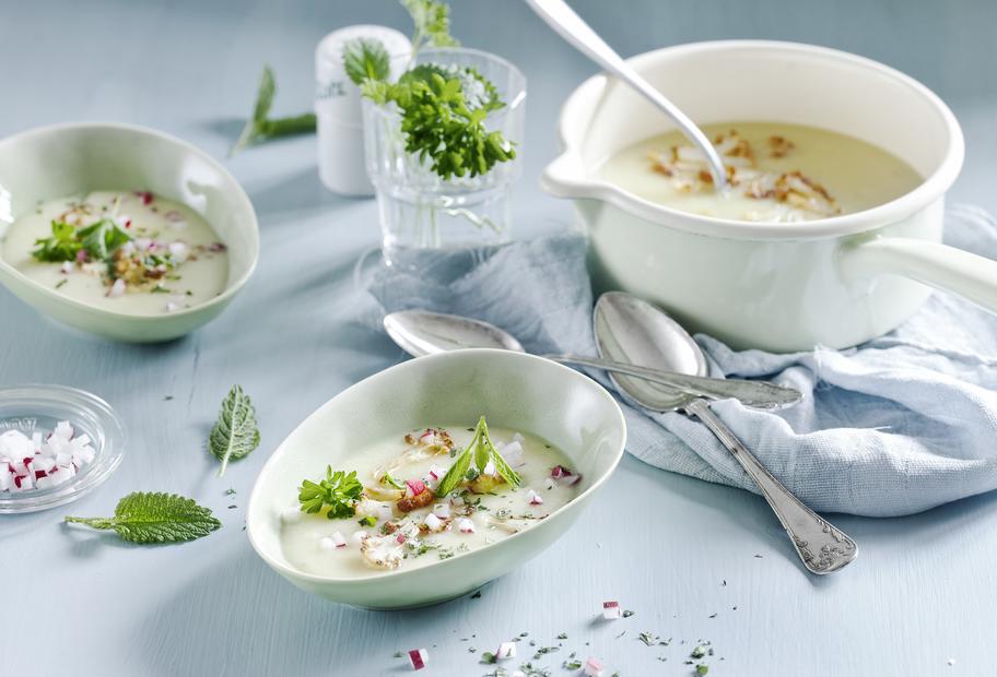 Frische Blumenkohlcremesuppe