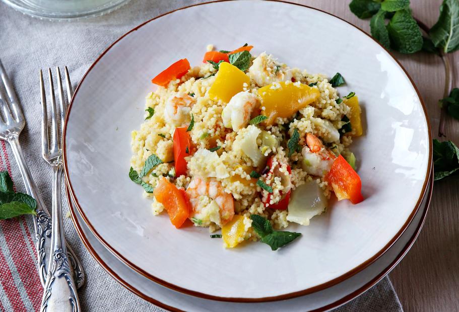 Lauwarmer Couscous-Garnelen-Salat für den Thermomix®