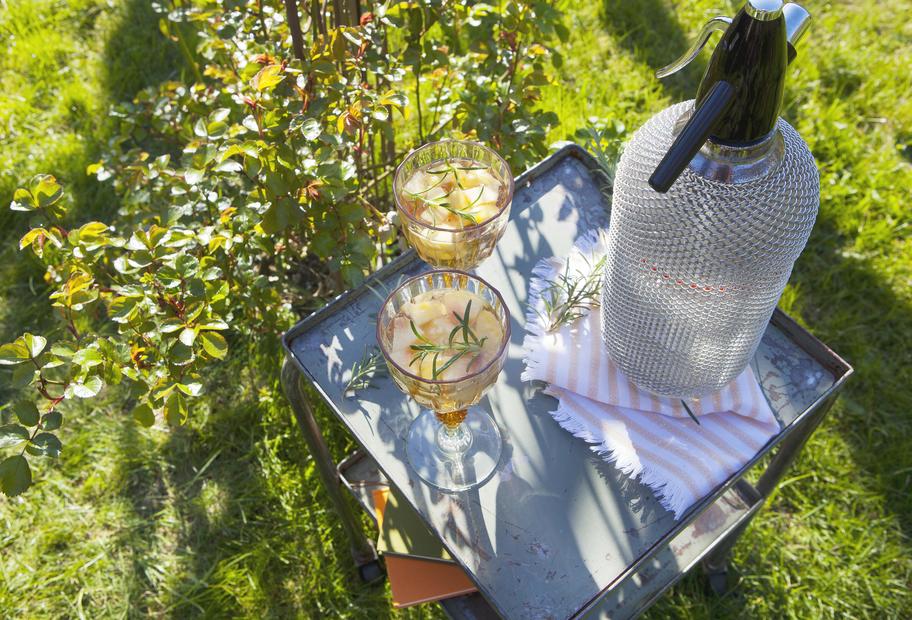 Nektarinen-Rosmarin-Bowle