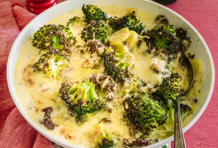 Alle-Satt-Brokkoli-Auflauf mit Hackfleisch