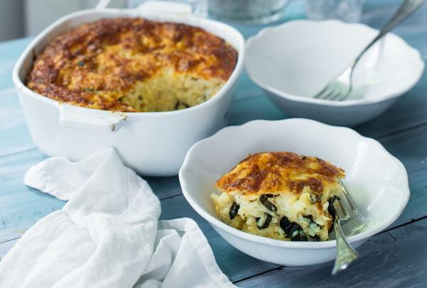 Überbackenes Mangoldrisotto mit Ziegenfrischkäse
