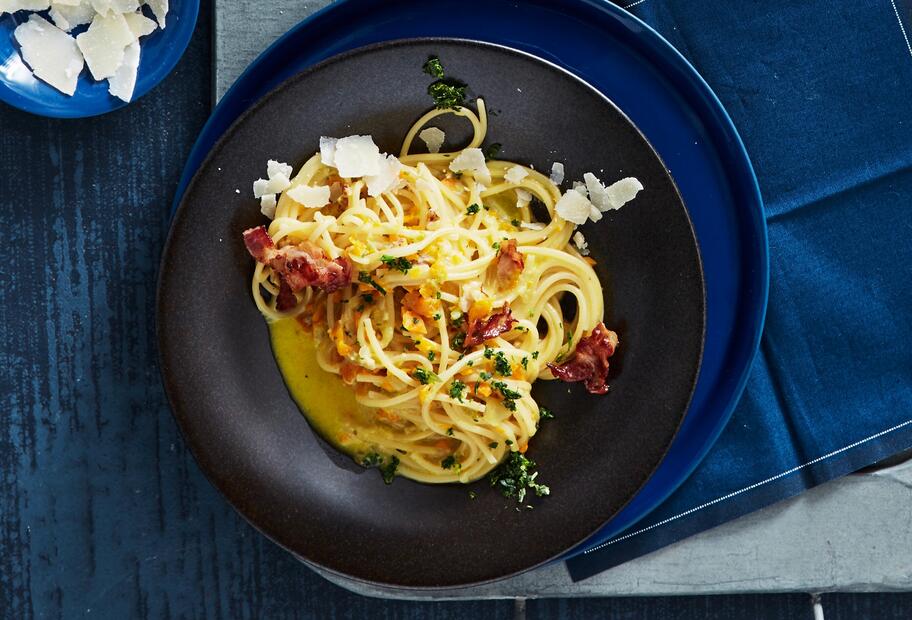 Spaghetti mit Gemüse-Sahnesoße