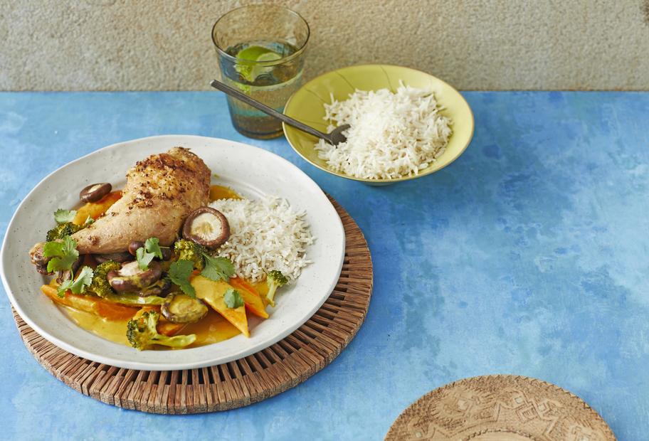 Hähnchenkeule mit Thai-Gemüse