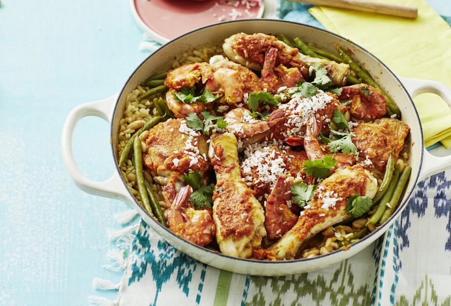 Karibische Paella aus dem Ofen