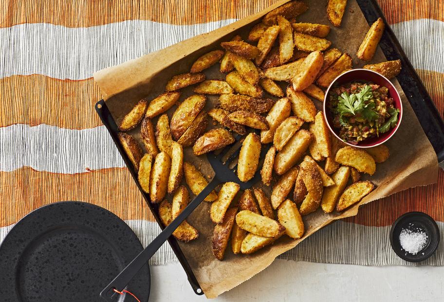Kartoffelspalten mit Guacamole
