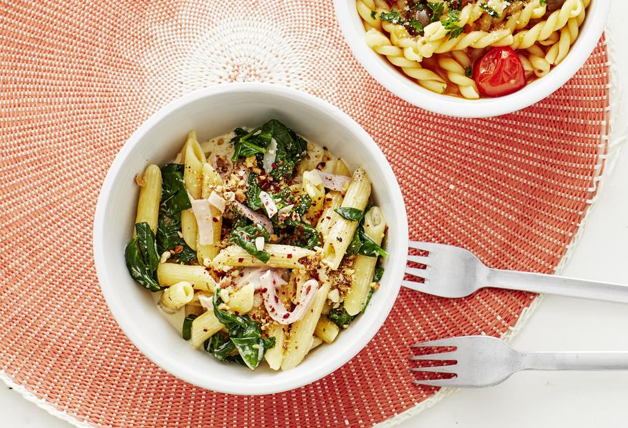 Penne mit Spinat-Käsesoße