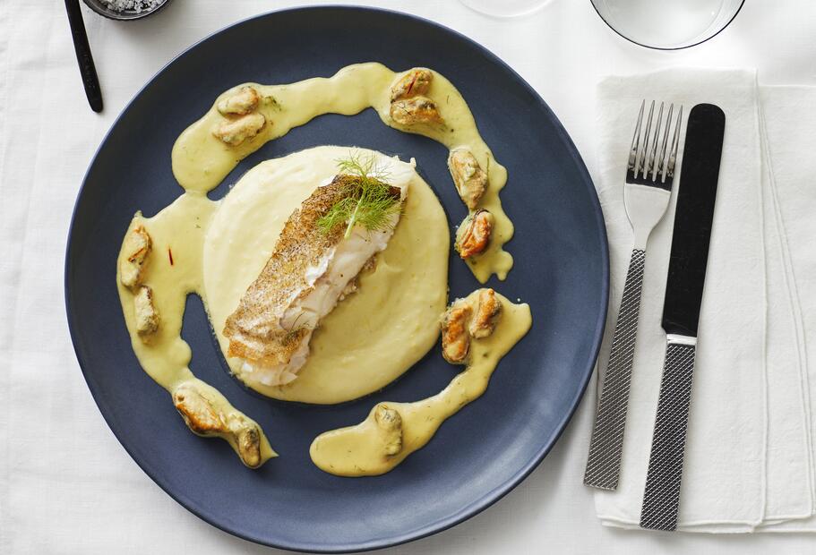 Skrei mit Muschel-Ragout