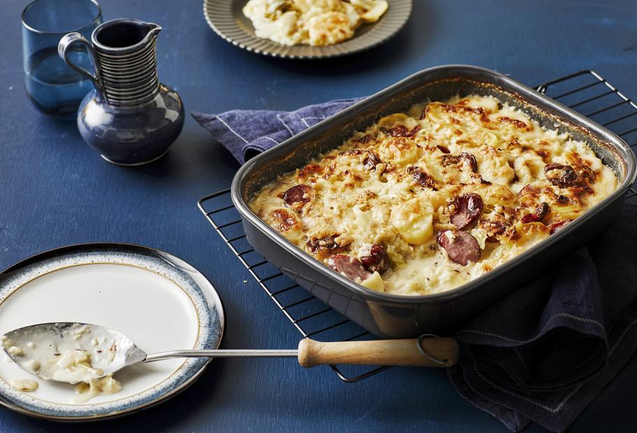 Wirsing-Kartoffel-Auflauf mit Ziegengouda